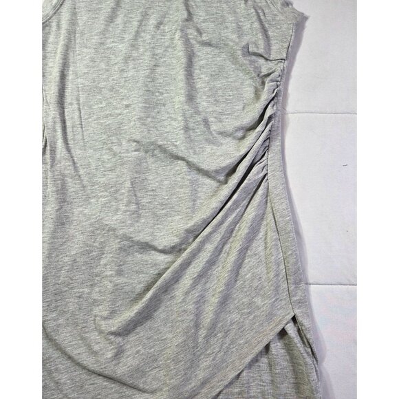 Bodycon Mini Dress Womens L Heather Grey Sleeveless  Ruched Side Soft Stretchy - Picture 3 of 7